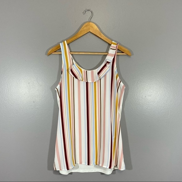 RW & CO | Womens Sleeveless Summer Striped Light Scoop Neck Tank​​ - Picture 2 of 7